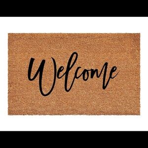 Welcome Coir Doormat - Brown and Black